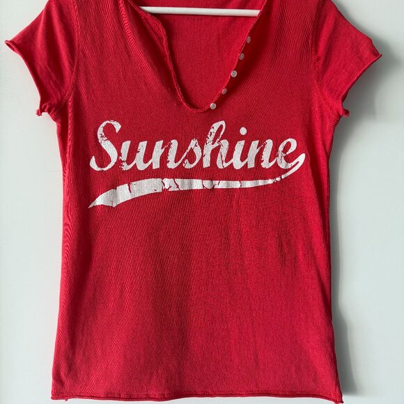Zadig & Voltaire Orange Glitter "Sunshine" T-Shirt – Size XS – Fun & Edgy - Picture 1 of 4